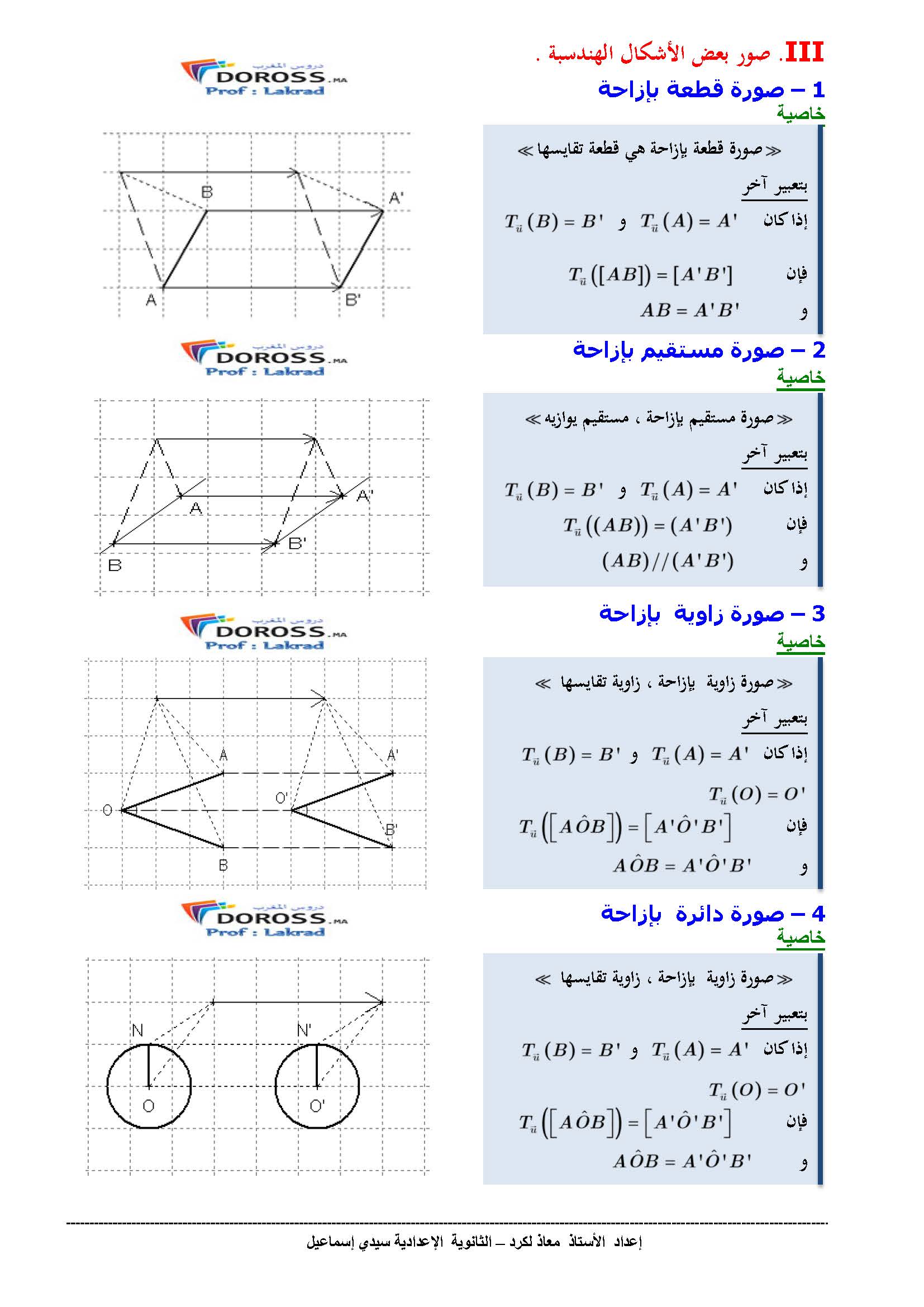 دروس و تطبيقات المتجهات 