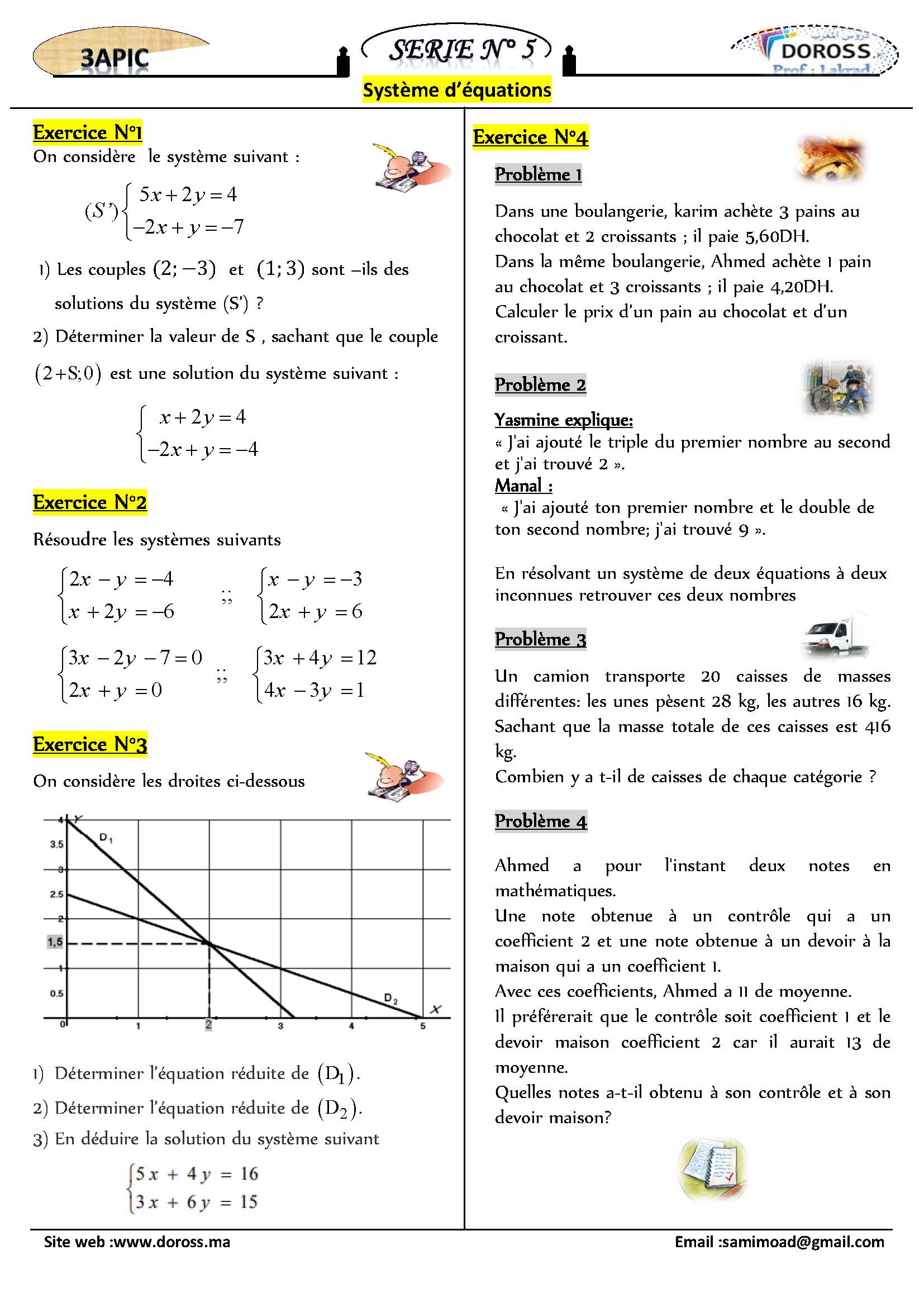 exercice système d’équations