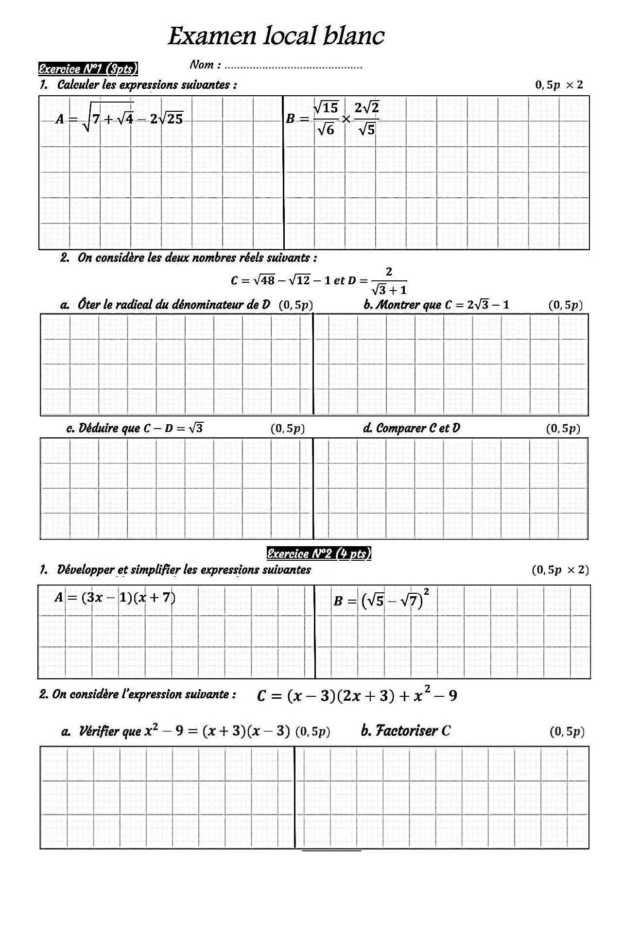 examen local math 3APIC