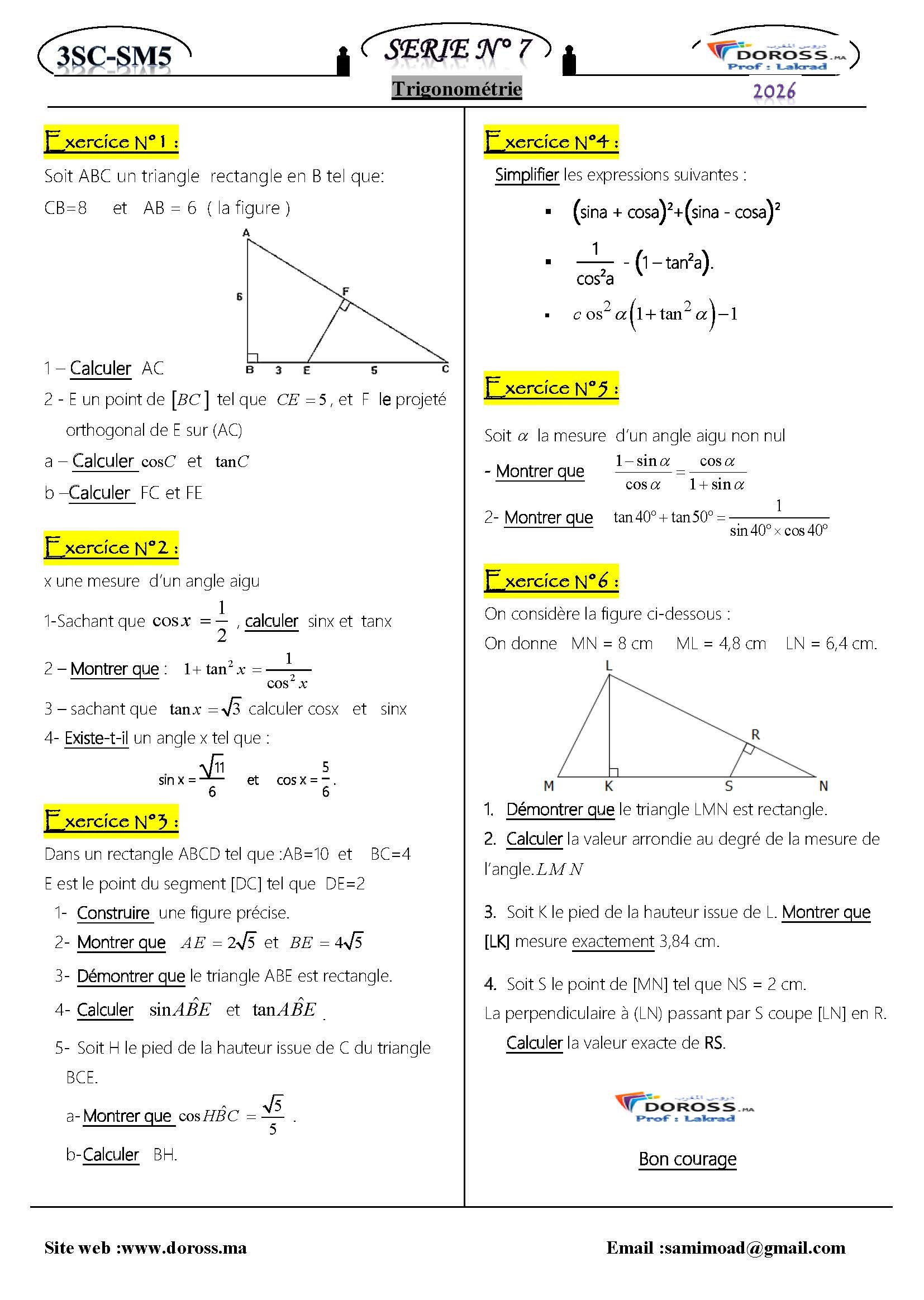 exercice math 3APIC